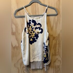 Porridge White Top with Blue Accents